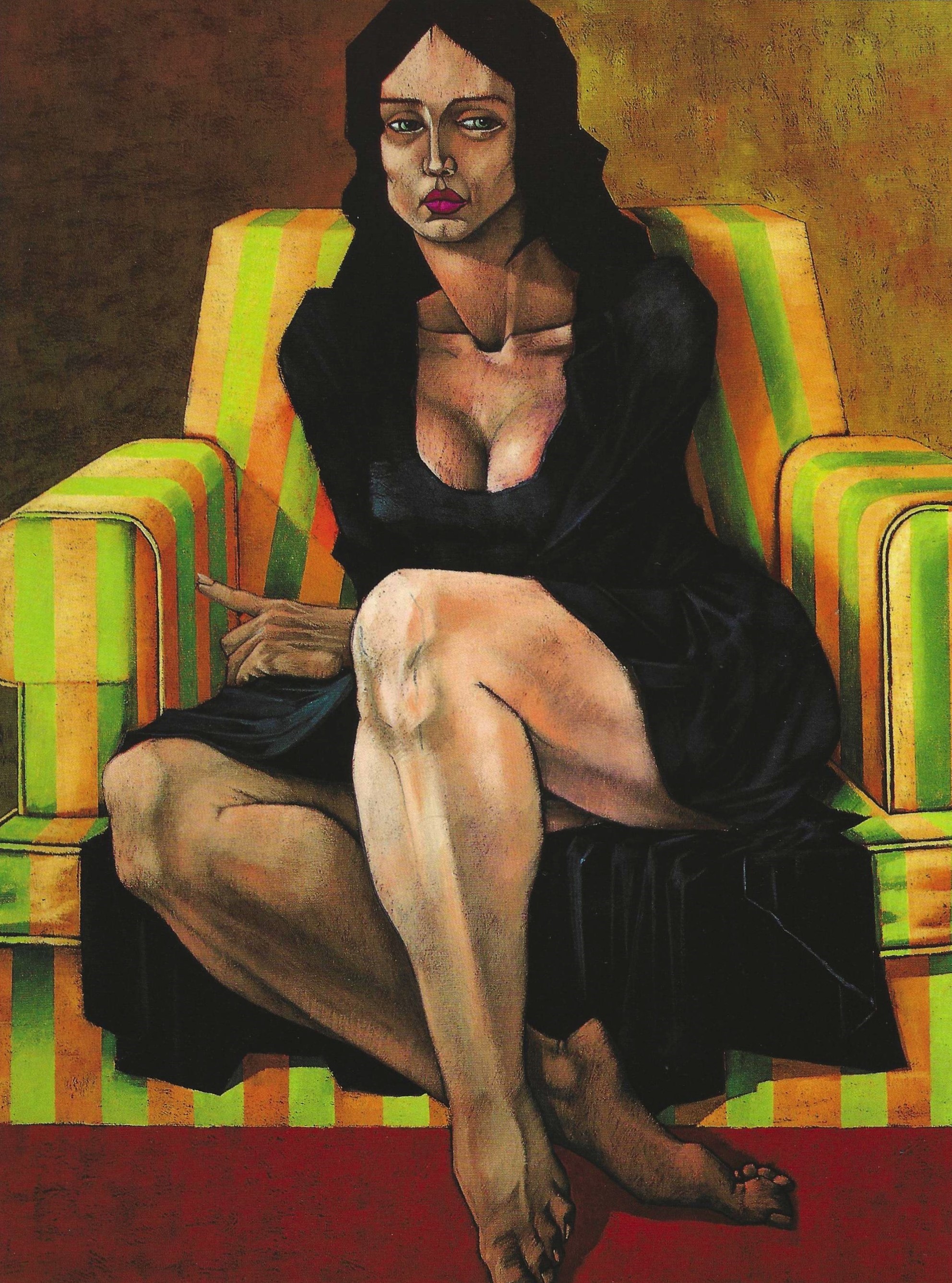 Dama sobre Sillón Amarillo y Verde